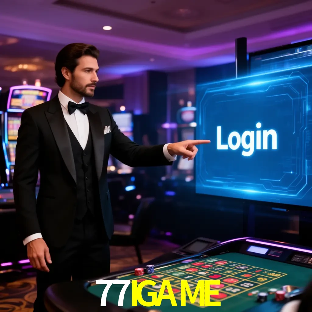 77IGAME Login - OTP, cuenta y soporte Pantalla 77IGAME Login con OTP, contraseña, cuenta segura y soporte móvil